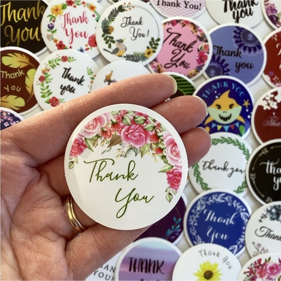 🛍️$5 Add-on🛍️ 25 vinyl Thank You stickers - Picture 2 of 3